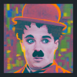 Pop Art Chaplin Poster<br><div class="desc">charlie chaplin, pop art, vintage, black and white, comedy, silent film, movie poster, iconic, tramp, film star, retro, art deco, classic, hollywood, actor, cinema, nostalgia, famous, minimalist, colourful, typography, whimsical, cheeky, bold, expressionist, cartoonish, surreal, graphic design, poster art</div>