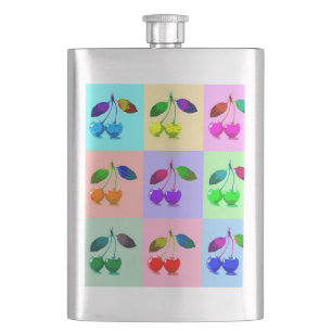 Pop Art Cherry Pattern  Hip Flask