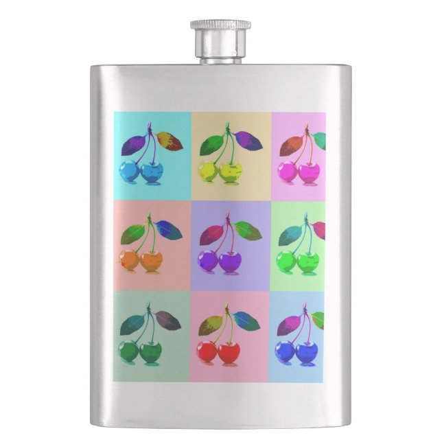 Pop Art Cherry Pattern  Hip Flask (Front)