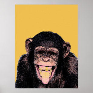 Pop Art Chimpanzee Sticking Tongue Out Poster