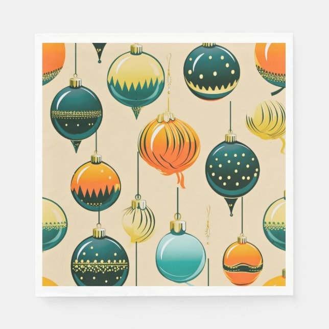 Pop Art Christmas Baubles Napkin (Front)