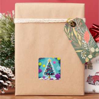 Pop Art Christmas Candy like Coloured Ornaments Square Sticker