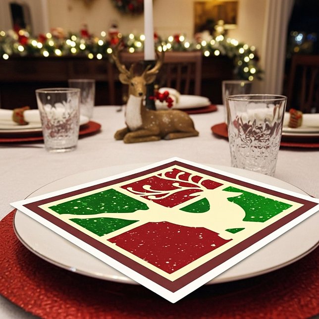 Pop art Christmas deer Napkin (Creator Uploaded)