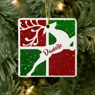 Pop art Christmas deer personalized Ceramic Orname Ornament