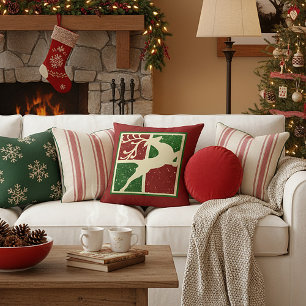 Pop art Christmas deer Throw Pillow