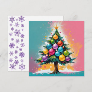 Pop Art Christmas Oversized Colourful Ornaments  Holiday Card