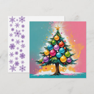 Pop Art Christmas Oversized Colourful Ornaments Holiday Card
