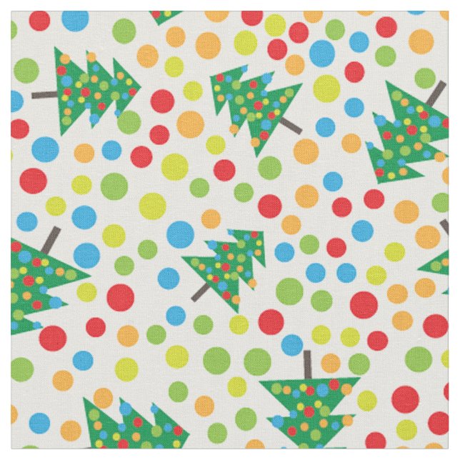 pop art christmas tree fabric (Close Up)