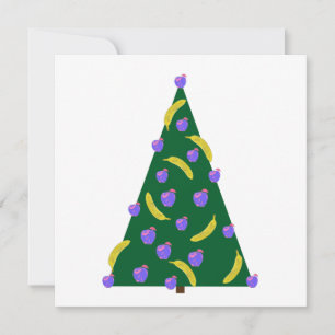 Pop Art Christmas Tree with Apples and Bananas Holiday Card