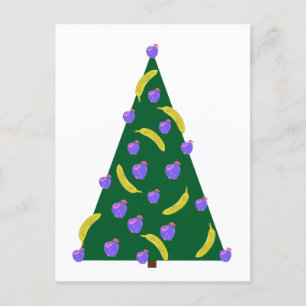 Pop Art Christmas Tree with Apples and Bananas Postcard