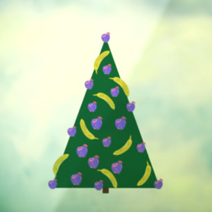 Pop Art Christmas Tree with Apples and Bananas Window Cling