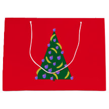 Pop Art Christmas Tree with Apples & Bananas Red