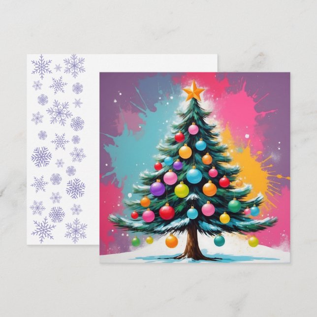 Pop Art Christmas with Splashes of Colours Holiday Card (Front/Back)