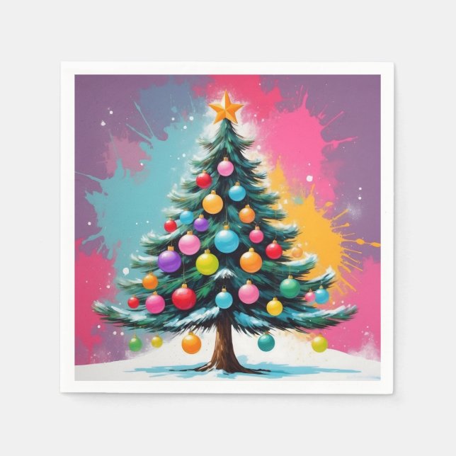 Pop Art Christmas with Splashes of Colours Napkin (Front)