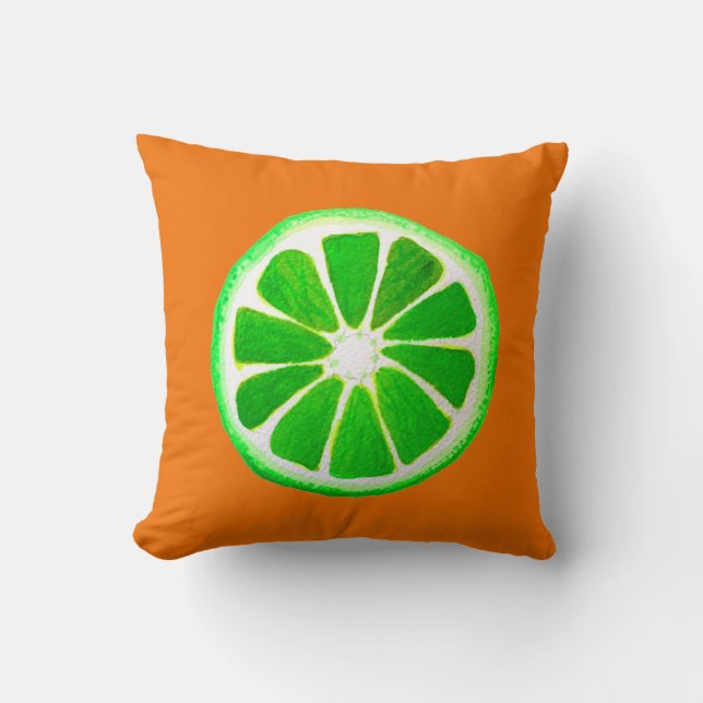 Pop art citrus lime fruit original watercolour art throw pillow (Front)