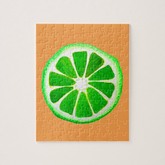 Pop art citrus lime fruit original watercolour jigsaw puzzle (Vertical)