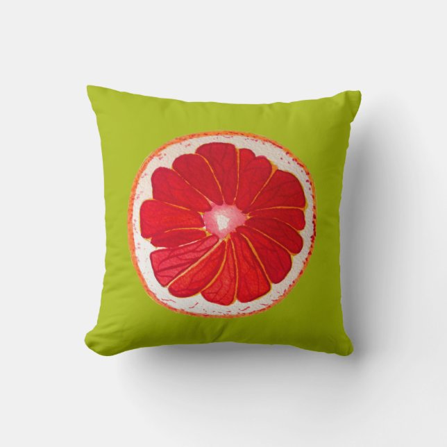 Pop art citrus pink grapefruit original  art throw pillow (Front)