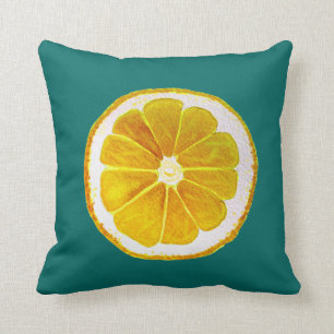 Pop art citrus yellow lemon original art throw pillow