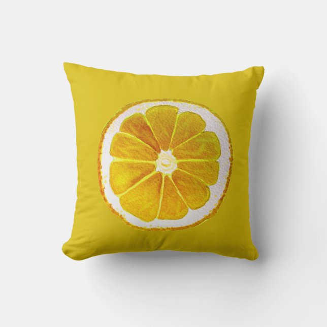 Pop art citrus yellow lemon original  art throw pillow (Front)
