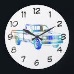 Pop Art Classic Car Large Clock<br><div class="desc">Pop Art Classic Car. Please Select Customize. Remove or change image "Numbers 1-12" prior to purchase. Design is available on other products.</div>