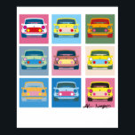 Pop Art Classic Mini Poster<br><div class="desc">Classic Mini poster. Inspired by the pop art movement and combined with the artistry of Sir Alec Issigonis this classic mini poster is a perfect gift for any enthusiast. Also available as a greetings card.</div>