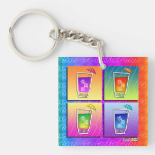 Pop Art COCKTAILS SQ. ACRYLIC KEYCHAIN