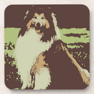 Pop Art Collie Dog Coaster