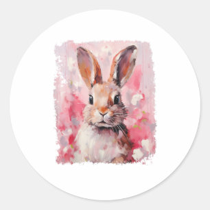 Pop Art Colorful Bunny Rabbit Pink  Classic Round Sticker