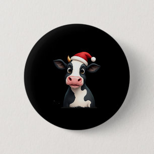 Pop Art Colorful Cow Christmas T-Shirt (1) 2 Inch Round Button