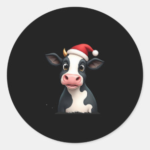 Pop Art Colorful Cow Christmas T-Shirt (1) Classic Round Sticker