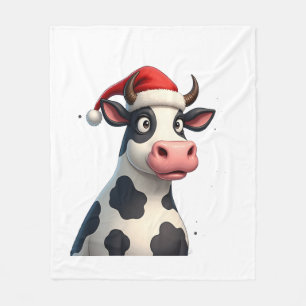 Pop Art Colorful Cow Christmas T-Shirt (1) Fleece Blanket