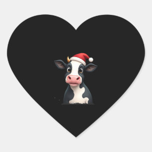 Pop Art Colorful Cow Christmas T-Shirt (1) Heart Sticker