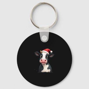 Pop Art Colorful Cow Christmas T-Shirt (1) Keychain