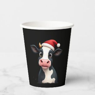 Pop Art Colorful Cow Christmas T-Shirt (1) Paper Cups