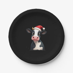 Pop Art Colorful Cow Christmas T-Shirt (1) Paper Plate