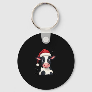 Pop Art Colorful Cow Christmas T-Shirt (2) Keychain