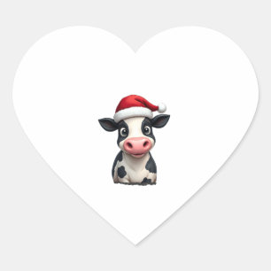 Pop Art Colorful Cow Christmas T-Shirt (3) Heart Sticker