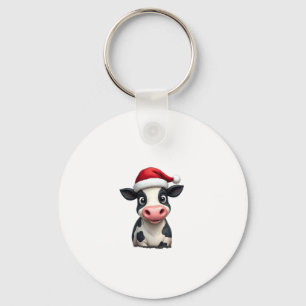Pop Art Colorful Cow Christmas T-Shirt (3) Keychain