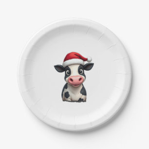Pop Art Colorful Cow Christmas T-Shirt (3) Paper Plate