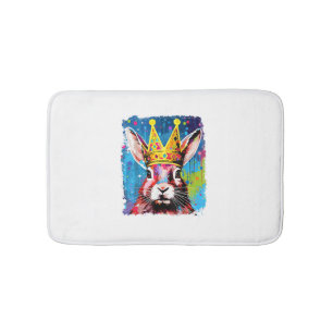 Pop Art Colourful Bunny Rabbit King Queen  Bath Mat