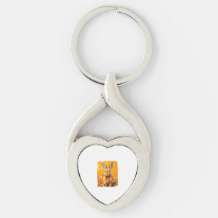 Pop Art Colourful Bunny Rabbit Orange Keychain