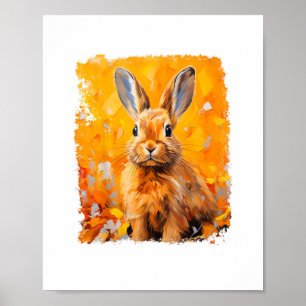 Pop Art Colourful Bunny Rabbit Orange Poster