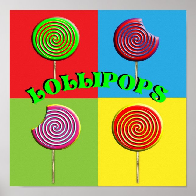 Pop Art Colourful Candy Lollipops Pictures Poster (Front)