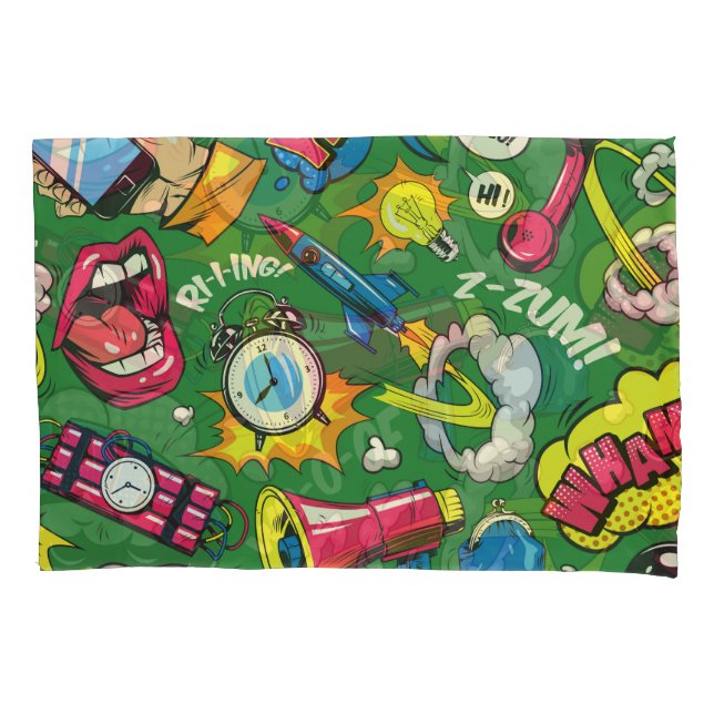 Pop Art: Colourful Comic Seamless Pillowcase (Front)