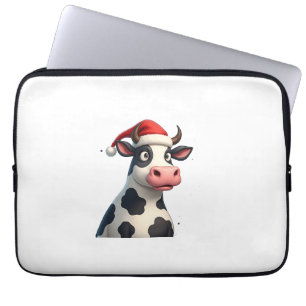 Pop Art Colourful Cow Christmas T-Shirt (1) Laptop Sleeve
