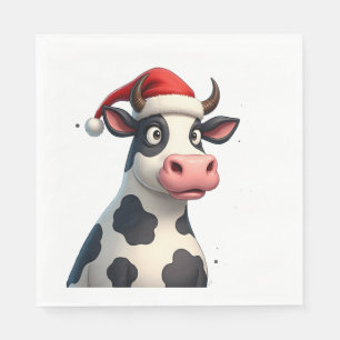 Pop Art Colourful Cow Christmas T-Shirt (1) Napkin