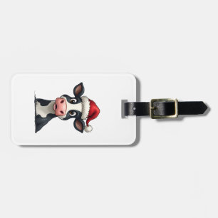 Pop Art Colourful Cow Christmas T-Shirt (2) Luggage Tag