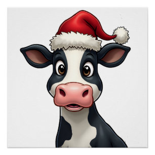 Pop Art Colourful Cow Christmas T-Shirt (2) Poster