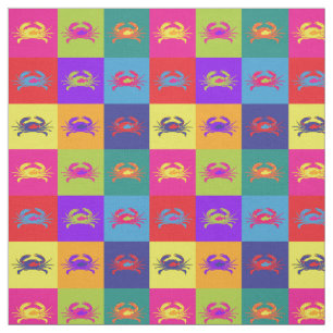Pop Art Colourful Crab Pattern Fabric
