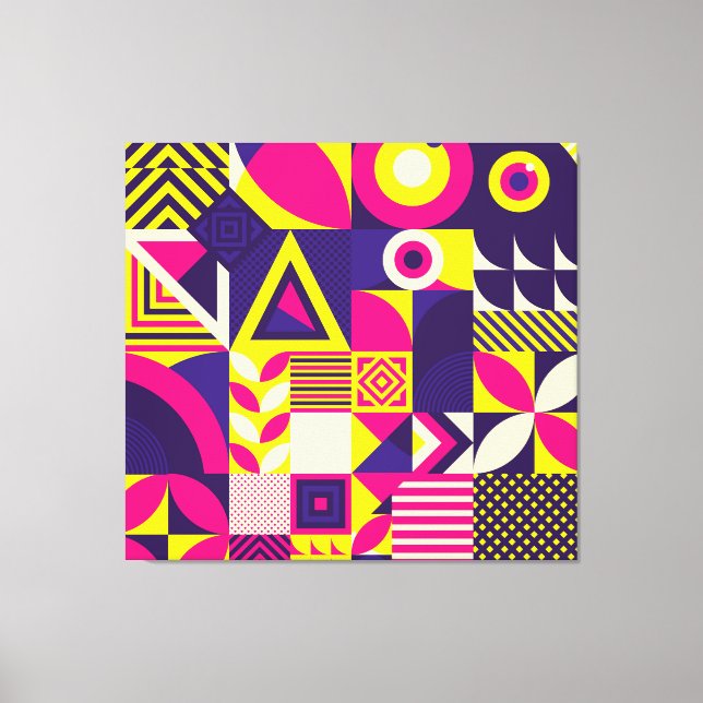 Pop art, colourful geometric shapes. canvas print (Front)